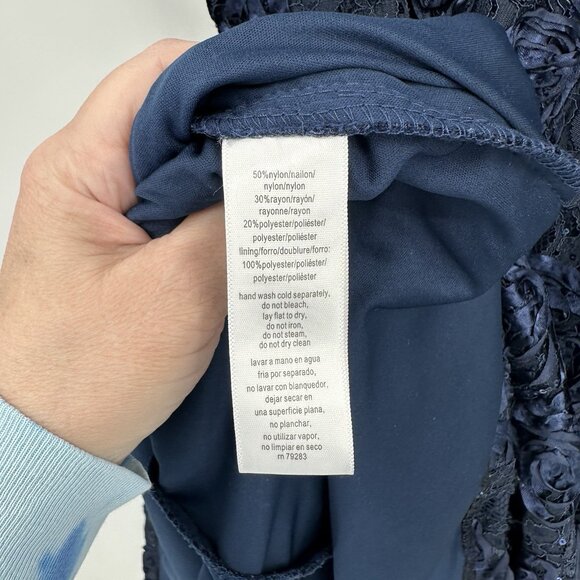 ALEX EVENINGS maxi dress gown sequins formal special occasion navy blue plus 20W - Picture 10 of 10